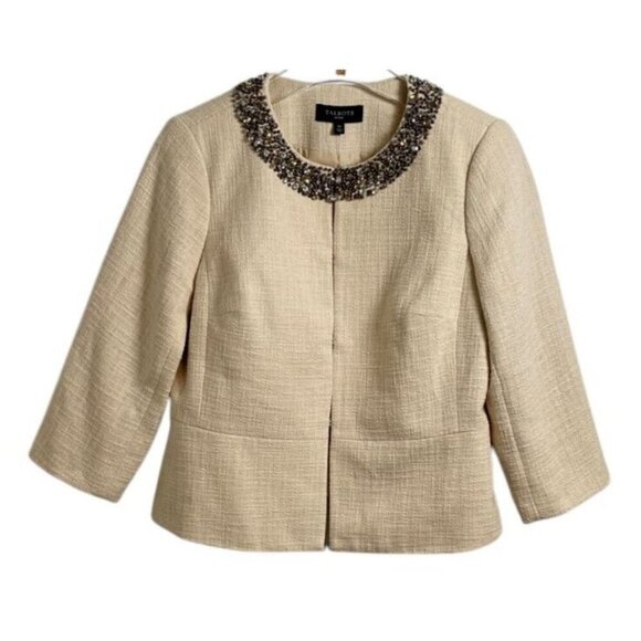 Talbots Petite Embellished Collar Peplum Jacket – Size 12P - Picture 1 of 7